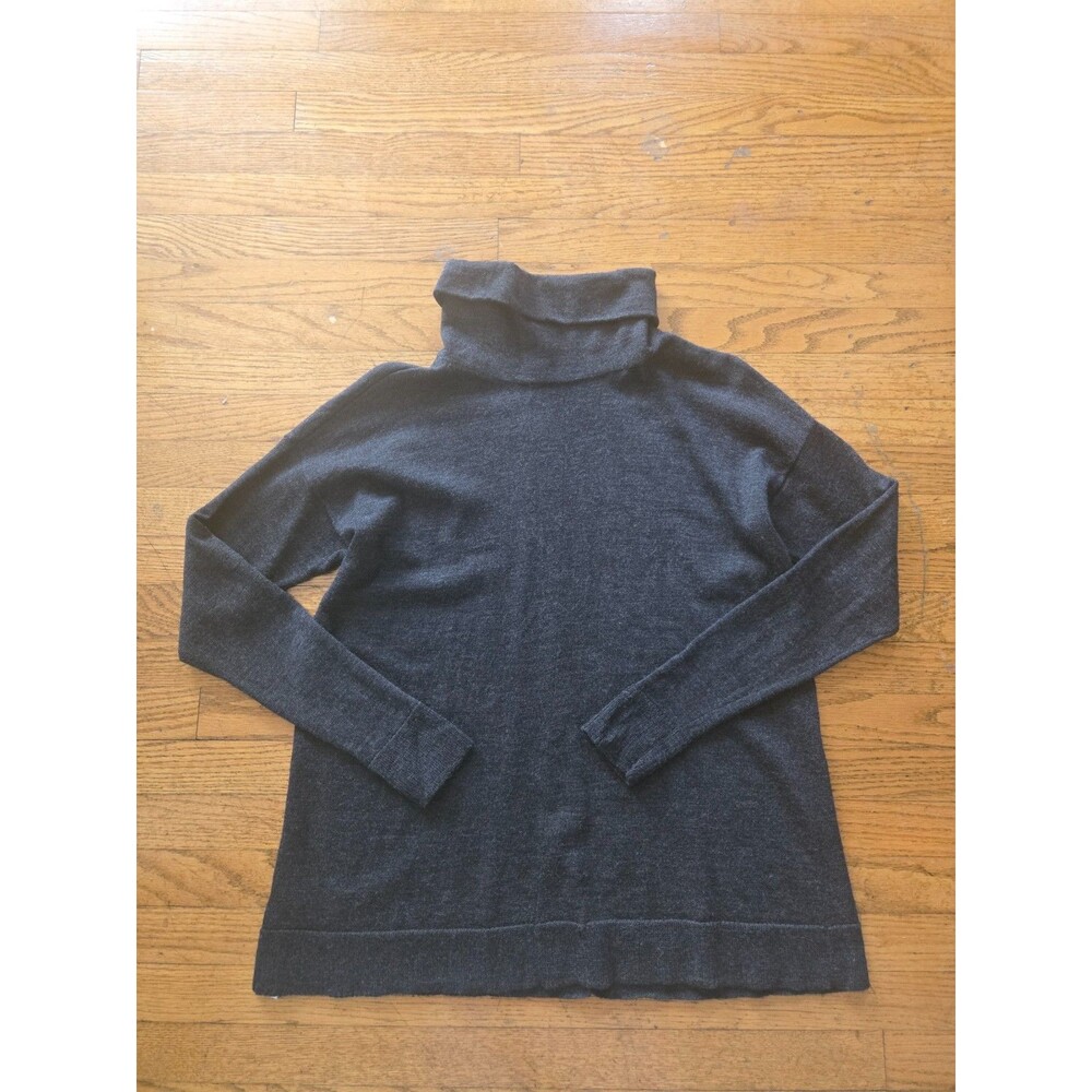 Eileen Fisher Sweater Womens Small Gray 100% Merino Wool Turtleneck Oversized
